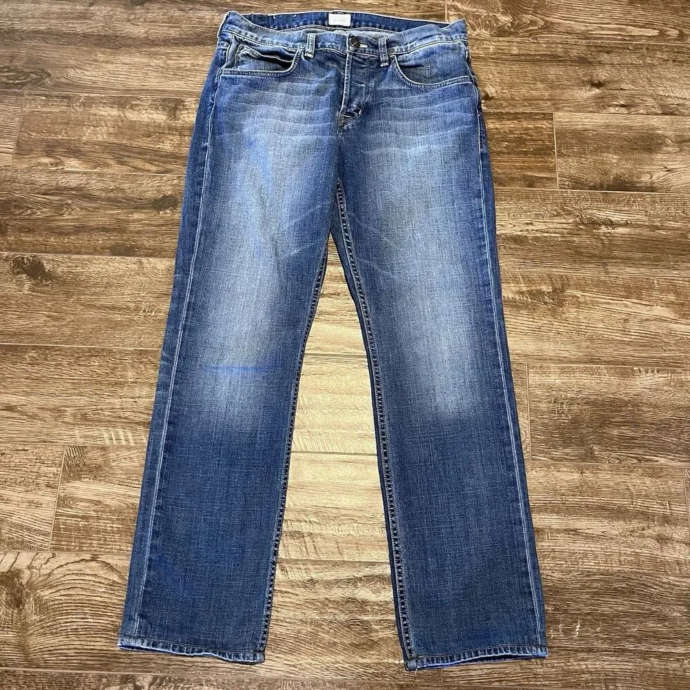 Hudson Jeans Men's Size 34 Blue Denim Byron Straight Leg Distressed 5-Pockets - Picture 5 of 14